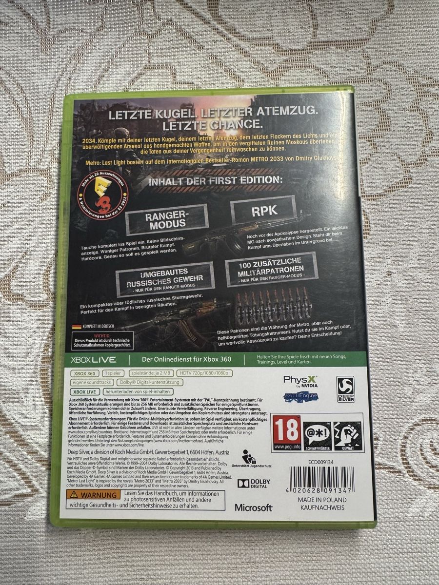 Giochi: Metro Last Light - Xbox 360 - First Edition m – Usato da Wil SG venduto da eid_m7ks 2
