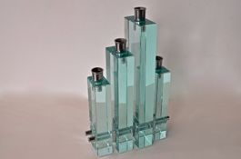 Vintage, um 1950, modernistischer Kerzenleuchter aus Glas mi