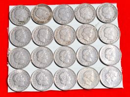 20 Stück 5 Rappen Münzen von 1919 - 1975    M1106I