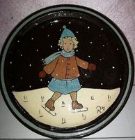 Wandteller Schlittschuhläuferin Keramik