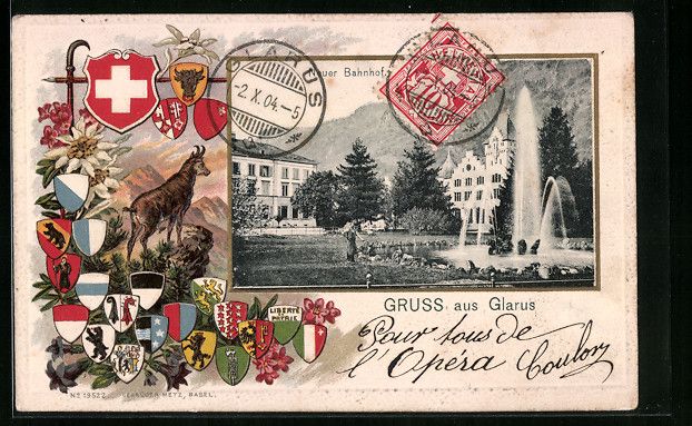 Cartoline postali: Passepartout-Lithographie Glarus, Neuer  – Usato da Berlin venduto da bartko-reher