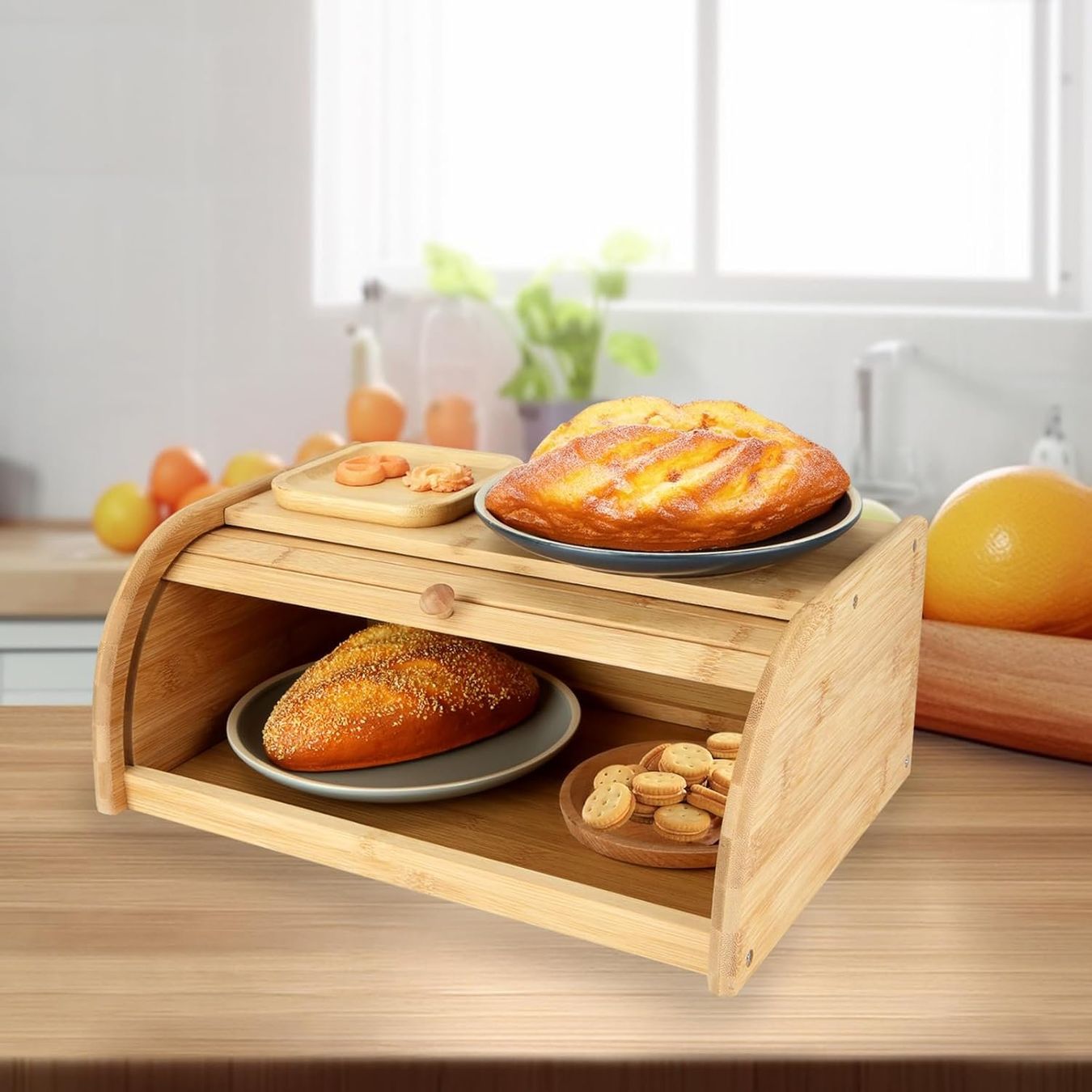 Behälter & Ähnliches: Brotkasten Bambus Holz mit Rollklappe – Neu und originalverpackt aus Genève von Top-Trend 8