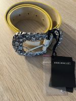 Berge Ledergürtel, gelb, Strass-Schnalle, neuwertig, Gr. 85