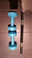 Fitness Hanteln, 2x 2kgVinyl, 1x Metall Biegehantel Stange