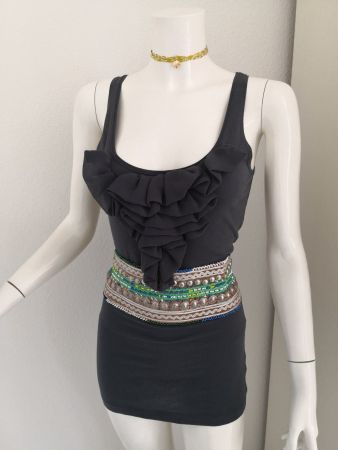 🤩MANGO TOP DUNKELGRAU & RÜSCHEN NEU & D&G P.