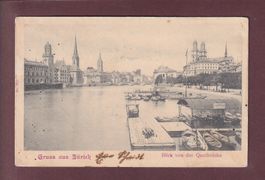 Gruss aus ZÜRICH - Blick von der Quaibrücke - 1905