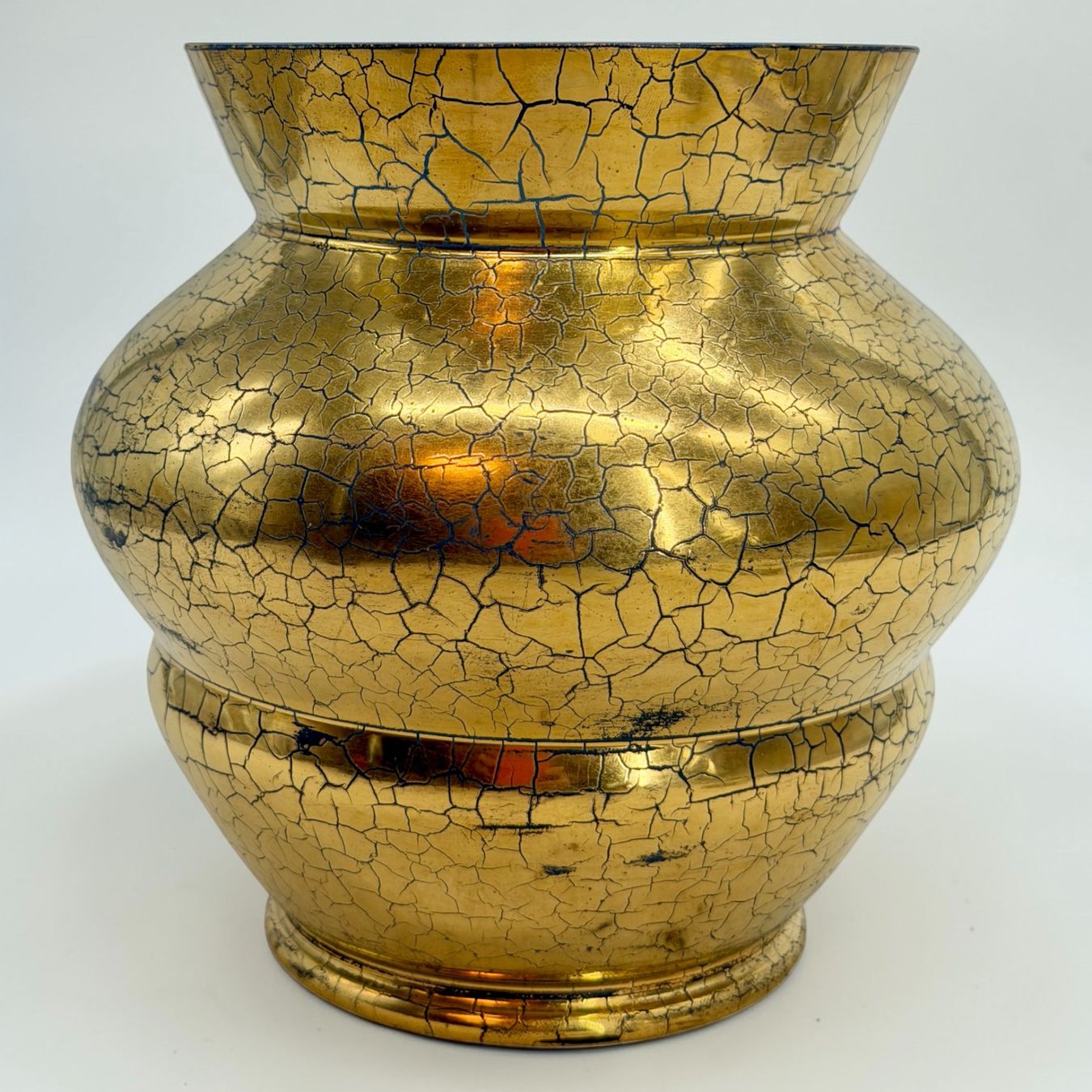 Vasi & Recipienti: Vase de Saint-Prex émaillé bleu décor doré craquelé de 1935 – Usato da Morges venduto da vintix