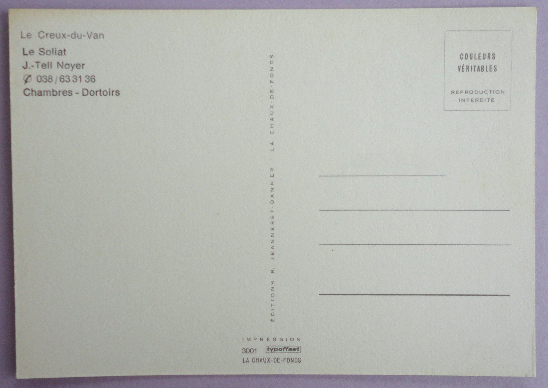 Cartoline postali: Le Creux-du-Van – Usato da Fétigny venduto da Billy2miny 1