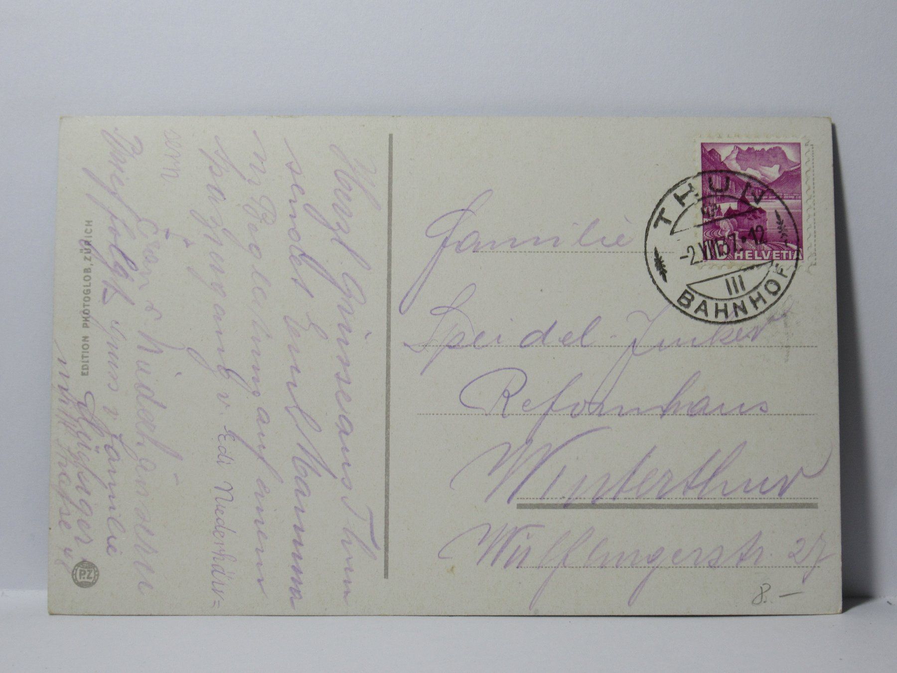 Ansichtskarten: Thun , Schloss & Blümlisalp 1937 – Gebraucht aus Grenchen von Bluemchen1900 1