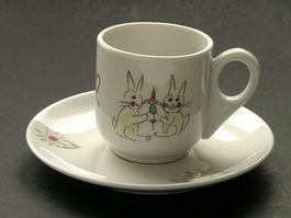 Hasenmotiv - hübsches Espressoset von Langenthal 1959