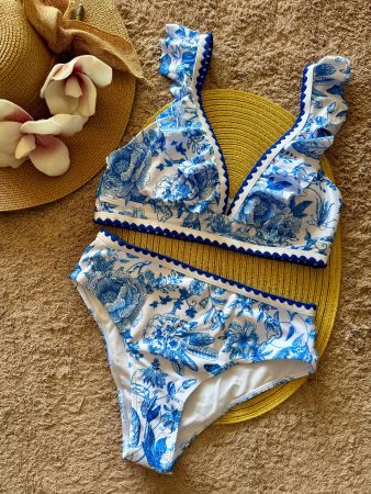 Damen Bikini Blau Weiss Gr. L – Gratis Versand + Modelle