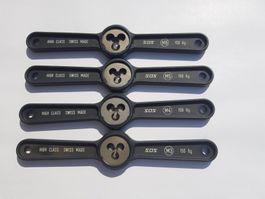 Schneideeisen M3, M4, M5, M6, in Kunststoffhalter integriert