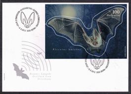 2012 Fledermaus Block auf kleinem FDC