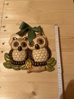 Thun Wanddeko Eulenpaar mit Schleife, Vintage Rarität