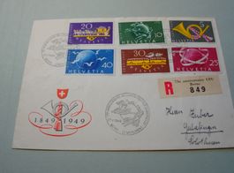 Brief mit Satz 75 J. UPU + 100 Jahre Post, gelaufen