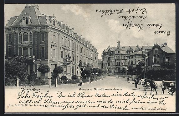Cartoline postali: Winterthur, Blick in die Aussere Schaffh – Usato da Berlin venduto da bartko-reher
