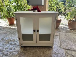 Mobiletto bianco a 2 ante con vetro satinato