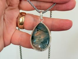 Pendentif Labradorite Goutte & Chaîne - Parfait ...