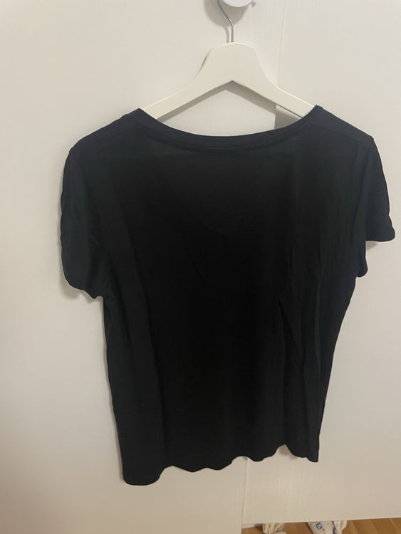 T-shirt Zara noir col V taille S femme élégant 3