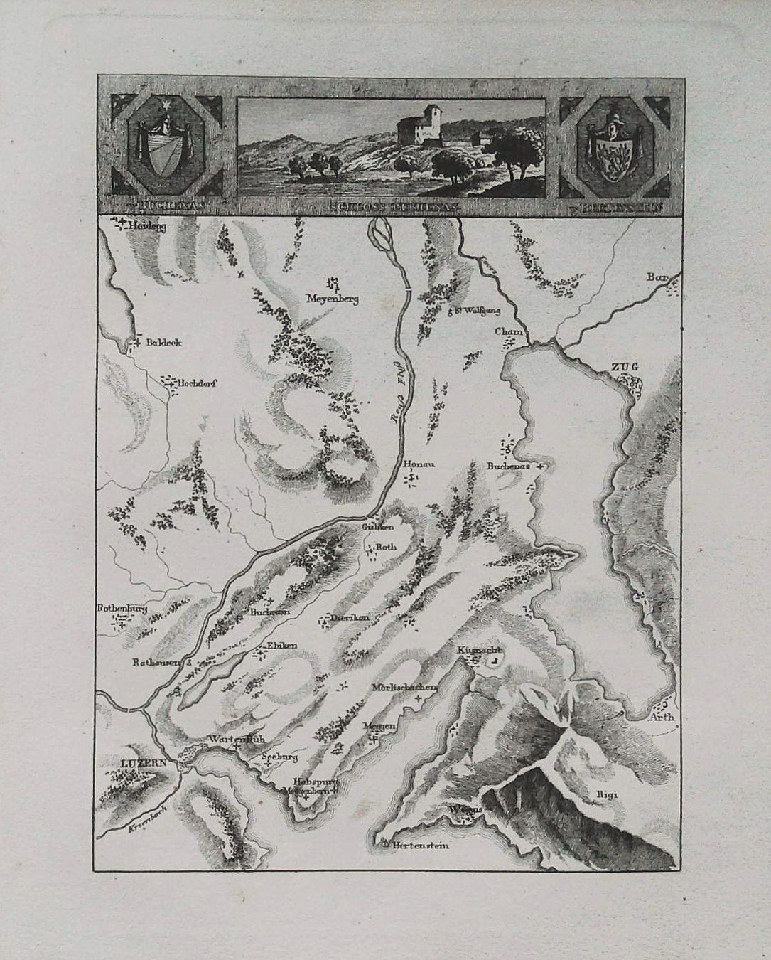Incisioni: Buonas Zugersee  Neujahrsblatt 1822 – Usato da Rafz venduto da Helvet32