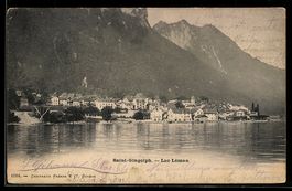 AK Saint-Gingolph /Lac Léman, Ortsansicht vom Wasser aus