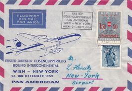 Erstflug Pan American mit Boeing-Jet Wien - New York 1959