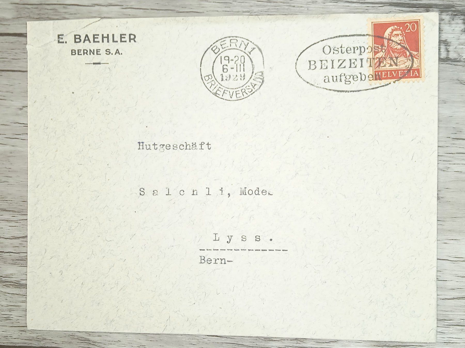 Tutti i francobolli: TR20 Enveloppe + Timbre Suisse 1929 – Usato da Cousset venduto da Patrick_Collections