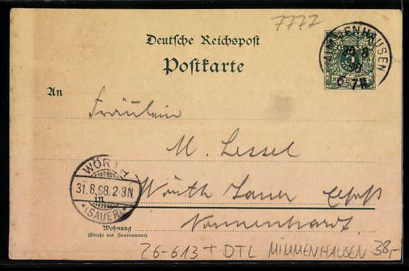 Cartoline postali: Handgemalt: Mimmenhausen, Wohnhaus, Baum – Usato da Berlin venduto da bartko-reher 1