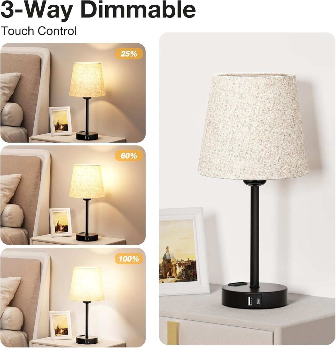 Lampade: 2er Set, Tischlampe mit Ladefunktion USB A+C-Anschlüssen – Nuovo e nell'imballaggio originale da Nuglar venduto da SaleRitter 1