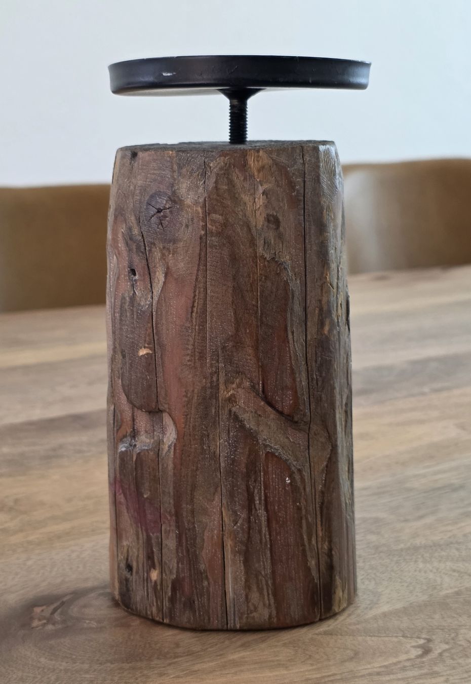 Portacandele: Kerzenständer Holz Baumstamm mit Metallablage – Usato da Rheinsulz venduto da Gilea 3