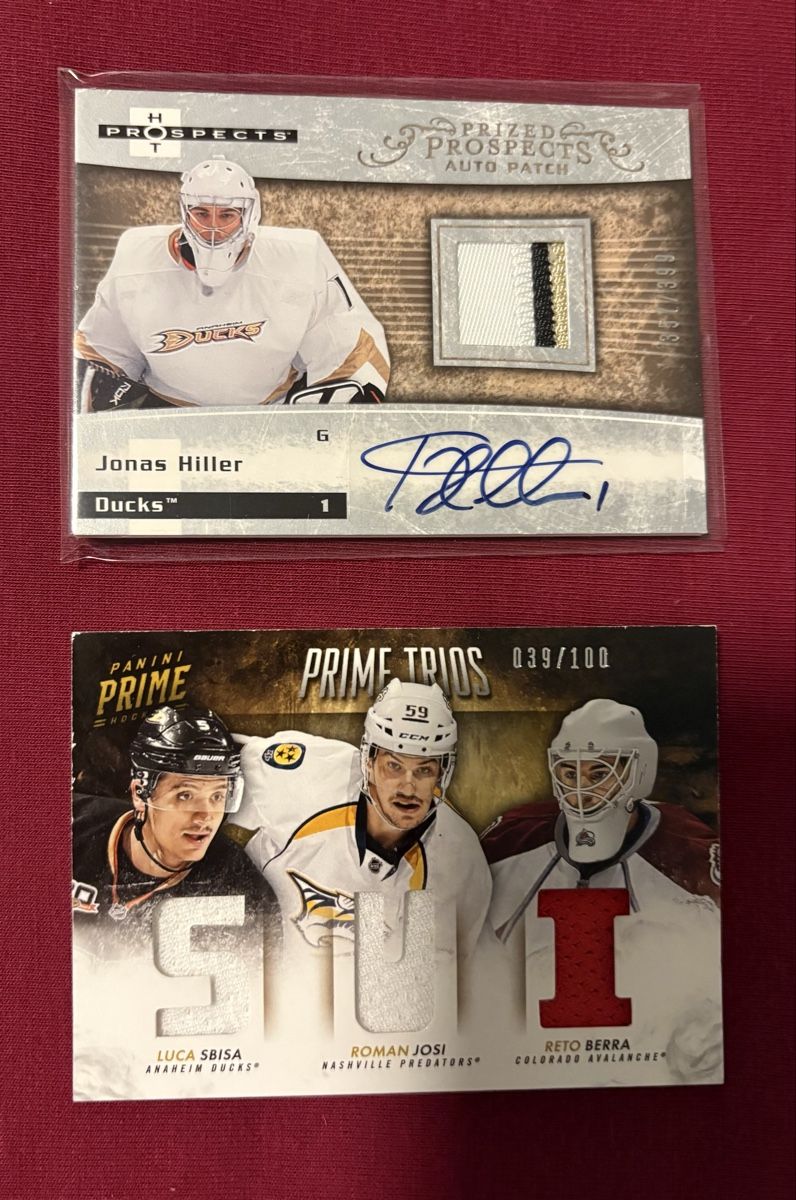 NHL Carte collezionabili: NHL Jonas Hiller Patch Auto & Prime Trios Card – Usato da niederbipp venduto da LaHabana1