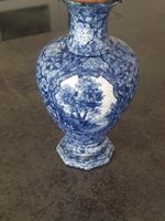 Vase Keramik blau weiss Landschaftsmotiv guter Zustand