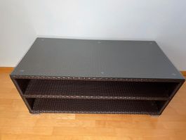 Rattan Terrassen-Tisch mit Glasplatte