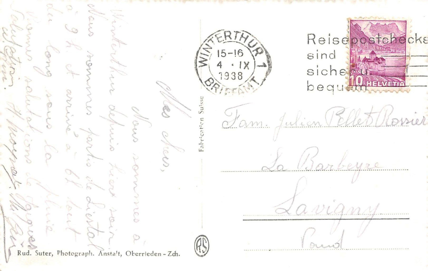 Ansichtskarten: Winterthur, vom Bäumli aus – Gebraucht aus Ottikon b.Kemptth. von Neptun1974 1