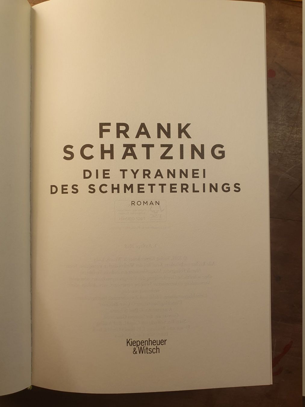 Libri: Die Tyrannei des Schmetterlings - Frank Schätzing – Usato da Zürich venduto da loosebone 2