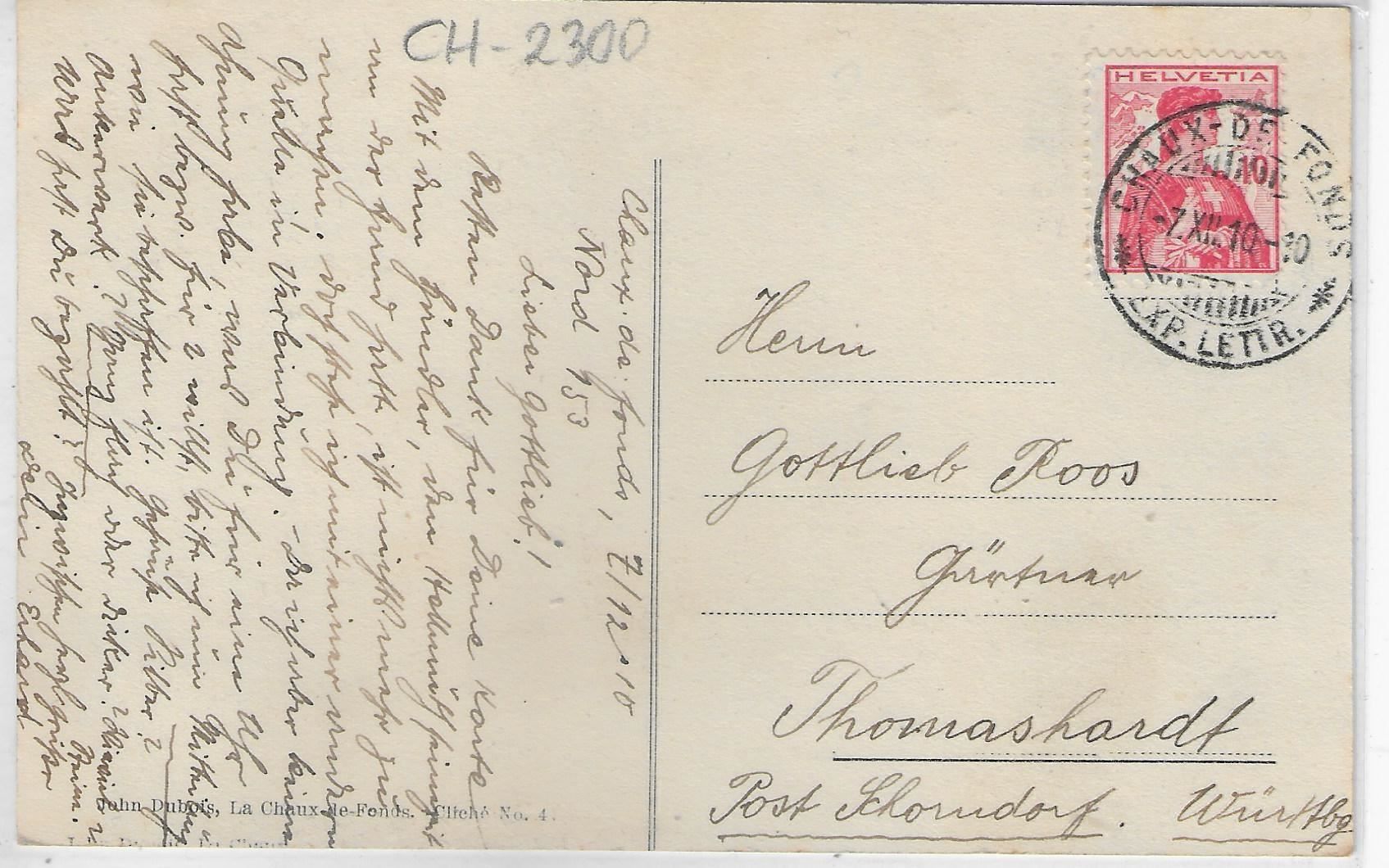 Cartoline postali: La Chaux-de-Fonds - Beau Site – Usato da Ettingen venduto da Kartenplanet 1