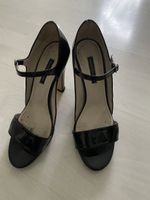 Highheels Sandalen aus echtem Lackleder, schwarz