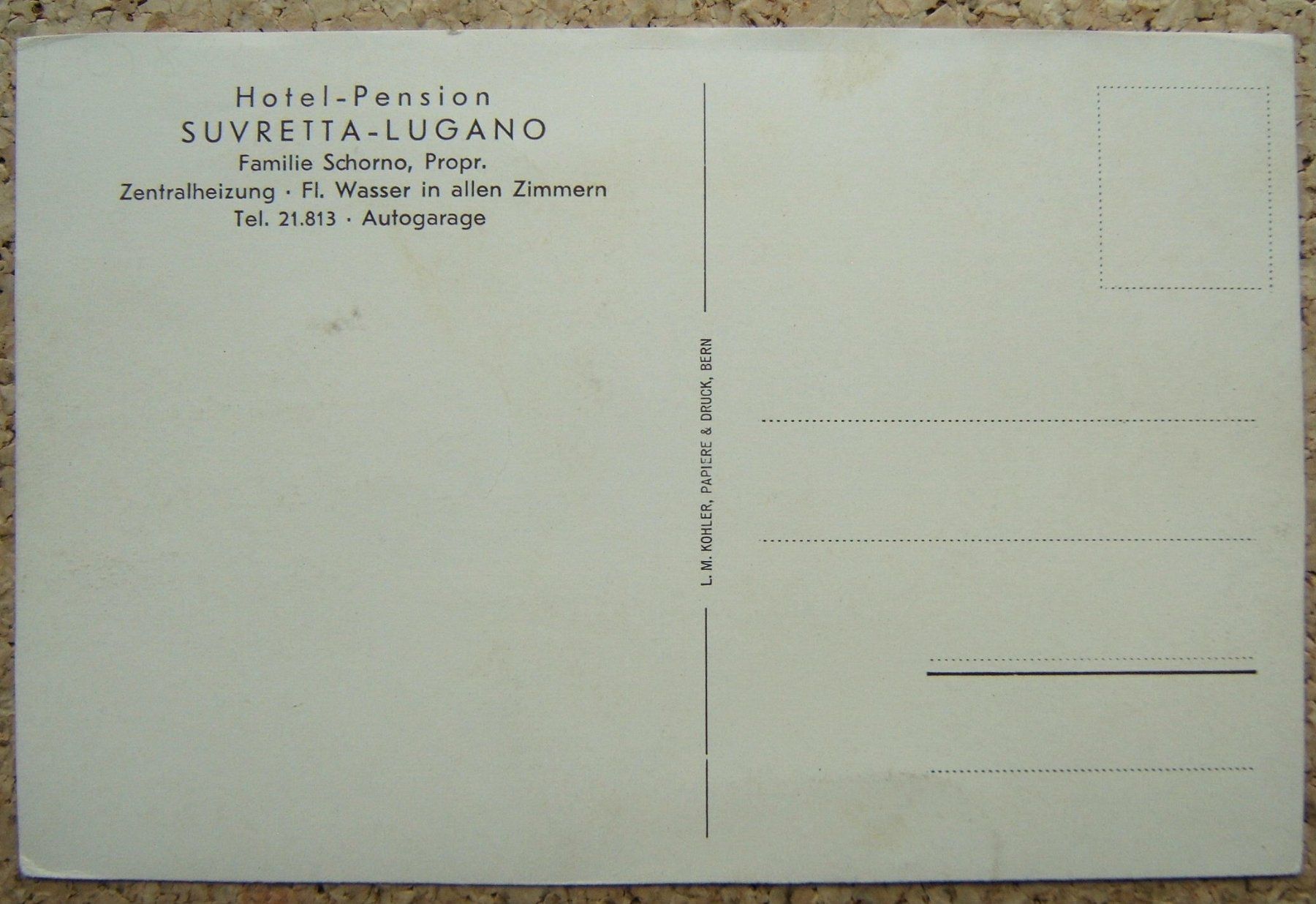 Ansichtskarten: AK HOTEL PENSION SUVRETTE - LUGANO – Neu (gemäss Beschreibung) aus Brunnen von Nonne04 1