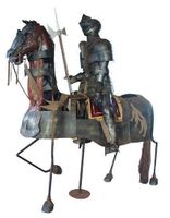 Rüstung Ritter Hellebarde auf Pferd, lebensgross 225x135x252