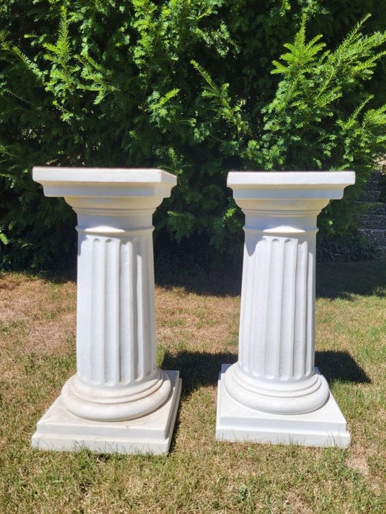 Weiße Römische Säule Mit Blumenkorb – 90x30 Cm Hochzeitsdeko & Gartendekoration