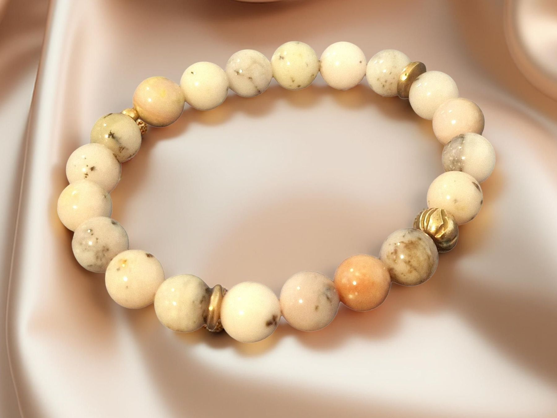 Bracciali & Braccialetti: Armband, rosa Andenopal & Bronze. 19cm. – Nuovo e nell'imballaggio originale da Aarau venduto da Schmuckhoehle_MD 1