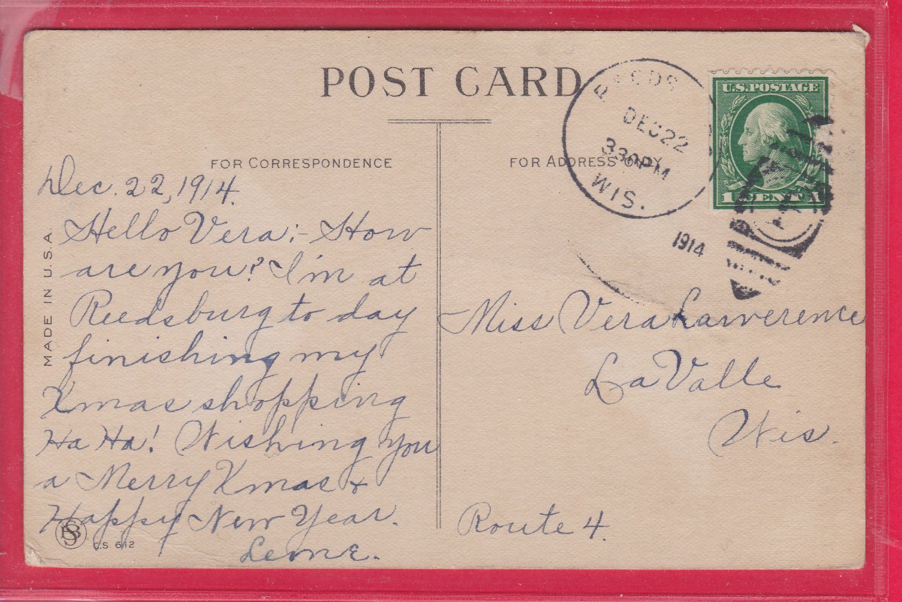Cartoline postali: CHRISTMAS -DAY, 22.12.1914 – Usato da Oberrieden venduto da Gebirgsstelze 1