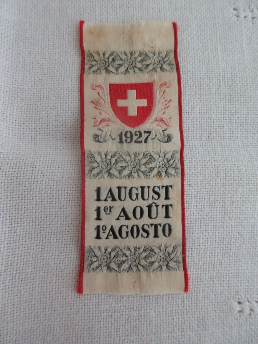Swiss Placchette & Badge: 1. August - Abzeichen 1927 – Usato da Binningen venduto da mondoantico