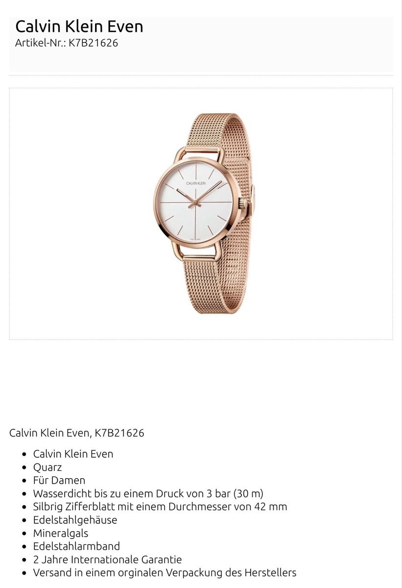 Calvin Klein Uhren: Calvin Klein Even Damenuhr – Gebraucht aus Urtenen-Schönbühl von dal_pyd6