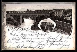 Vorläufer-Lithographie Bern, 1894, Ansicht der Stadt, Bundes