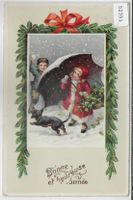 Bonne et heureuse annee - Gutes neues Jahr, Kinder im Schnee