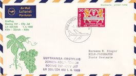Erstflug Lufthansa B-737 Zürich - Köln 1969 (nur 100 Stk. !)