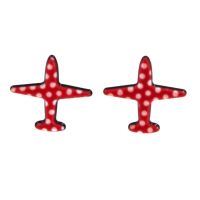 NEUE Ohrstecker Flugzeug rot-weiss Polka dots - 80623