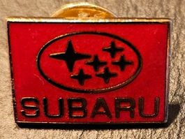 Subaru Anstecker rot Oldtimer Fanartikel Rarität