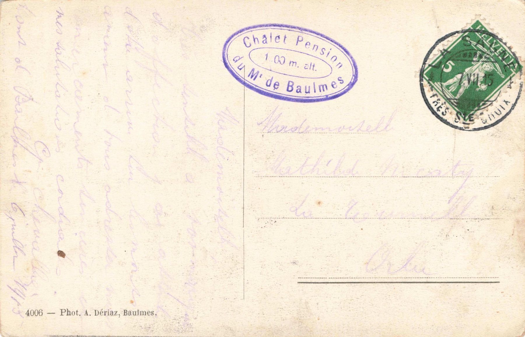 Cartoline postali: Alguilles de Baulmes – Usato da Biasca venduto da Blenio71 1